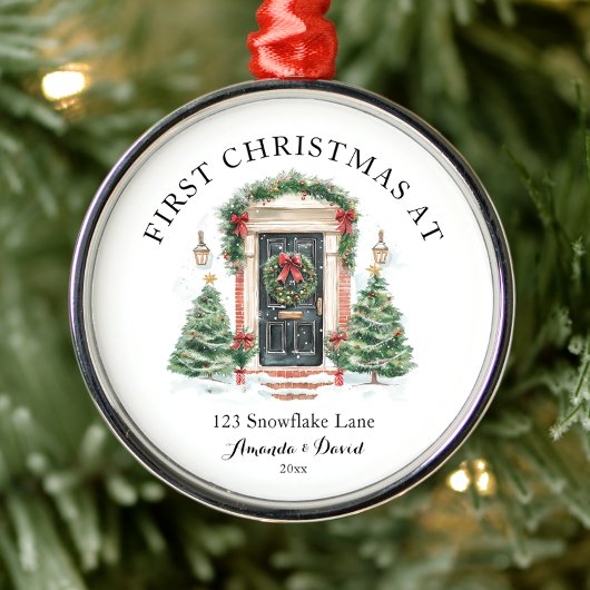 Gepersonaliseerde eerste kerst in ons nieuwe huis metalen ornament