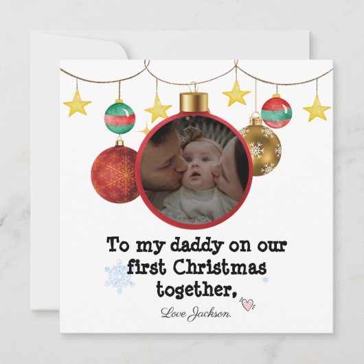 Gepersonaliseerde eerste kerst Kaart voor papa, fo (Voorkant)