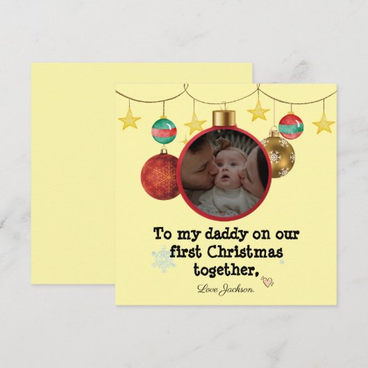 Gepersonaliseerde eerste kerst Kaart voor papa, fo (Voorkant / Achterkant)
