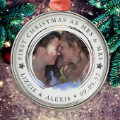 Gepersonaliseerde eerste kerst mevrouw & mevrouw f metalen ornament