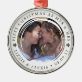 Gepersonaliseerde eerste kerst mevrouw & mevrouw f metalen ornament (Voorkant)