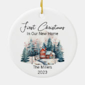 Gepersonaliseerde eerste kerst nieuwe huis Waterve Keramisch Ornament (Achterkant)