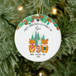Gepersonaliseerde eerste kerst rendieren keramisch ornament