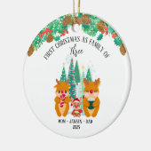 Gepersonaliseerde eerste kerst rendieren keramisch ornament (Links)