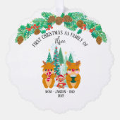 Gepersonaliseerde eerste kerst rendieren ornament kaart (Voorkant)