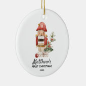 Gepersonaliseerde eerste kerstbaby Boy Nutcracker Keramisch Ornament (Rechts)
