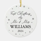 Gepersonaliseerde Eerste Kerstdag als Mr & Mrs Fot Keramisch Ornament (Voorkant)