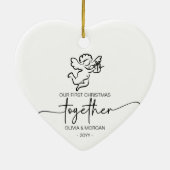 Gepersonaliseerde Eerste Kerstdag Samen Namen Cupi Keramisch Ornament (Achterkant)