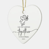 Gepersonaliseerde Eerste Kerstdag Samen Namen Cupi Keramisch Ornament (Links)