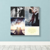 Gepersonaliseerde eerste kerstDamasfoto's Collage Canvas Afdruk (Insitu (Houten vloer))