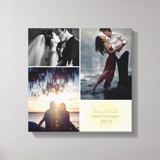 Gepersonaliseerde eerste kerstDamasfoto's Collage Canvas Afdruk (Voorkant)