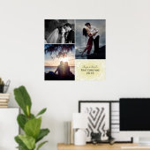 Gepersonaliseerde eerste kerstDamasfoto's Collage Poster (Thuiskantoor)