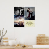 Gepersonaliseerde eerste kerstDamasfoto's Collage Poster (Keuken)