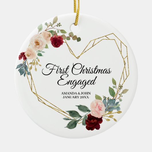 Gepersonaliseerde eerste kerstfeestelijke versieri keramisch ornament (Voorkant)