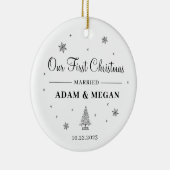Gepersonaliseerde Eerste Kerstgehuwde versiering Keramisch Ornament (Rechts)