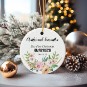 Gepersonaliseerde Eerste Kerstgehuwde versiering Keramisch Ornament