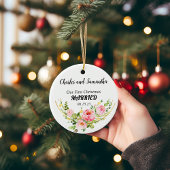 Gepersonaliseerde Eerste Kerstgehuwde versiering Keramisch Ornament