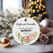 Gepersonaliseerde Eerste Kerstgehuwde versiering Keramisch Ornament