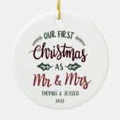 Gepersonaliseerde Eerste Kerstgehuwde versiering Keramisch Ornament (Achterkant)