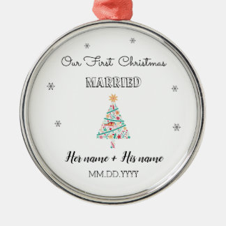 Gepersonaliseerde Eerste Kerstgehuwde versiering Metalen Ornament