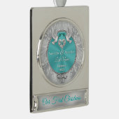 Gepersonaliseerde Eerste Kerstgehuwde versiering Verzilverd Banner Ornament (Rechts)