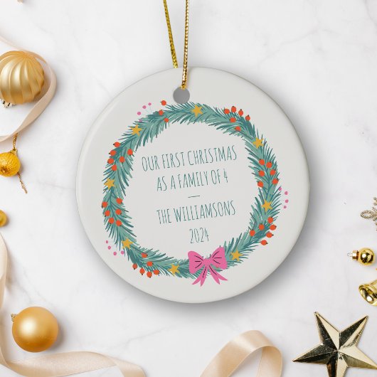 Gepersonaliseerde Eerste Kerstman Familienaam Kran Keramisch Ornament