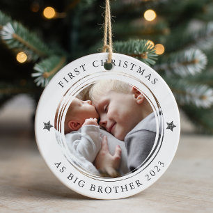 Gepersonaliseerde Eerste Kerstmis als Big Brother Keramisch Ornament