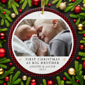 Gepersonaliseerde Eerste Kerstmis als Big Brother  Keramisch Ornament