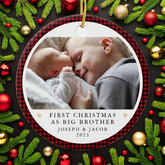 Gepersonaliseerde Eerste Kerstmis als Big Brother Keramisch Ornament