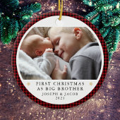 Gepersonaliseerde Eerste Kerstmis als Big Brother  Keramisch Ornament