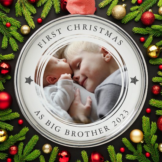 Gepersonaliseerde Eerste Kerstmis als Big Brother  Metalen Ornament