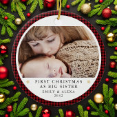 Gepersonaliseerde Eerste Kerstmis als Big Sister F Keramisch Ornament