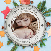 Gepersonaliseerde Eerste Kerstmis als Big Sister F Metalen Ornament