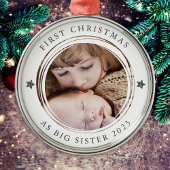 Gepersonaliseerde Eerste Kerstmis als Big Sister F Metalen Ornament
