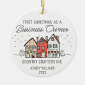 Gepersonaliseerde Eerste Kerstmis als Business Own Keramisch Ornament (Voorkant)