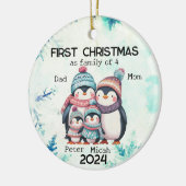 Gepersonaliseerde Eerste Kerstmis als een Familie  Keramisch Ornament (Links)