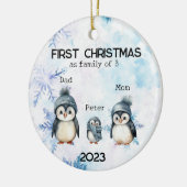 Gepersonaliseerde Eerste Kerstmis als een Familie Keramisch Ornament (Links)
