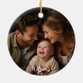 Gepersonaliseerde Eerste Kerstmis als een Familie Keramisch Ornament (Achterkant)