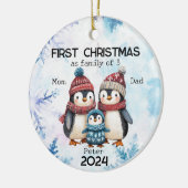 Gepersonaliseerde Eerste Kerstmis als een Familie  Keramisch Ornament (Links)