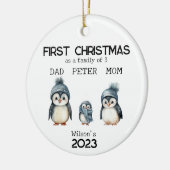 Gepersonaliseerde Eerste Kerstmis als een Familie Keramisch Ornament (Links)