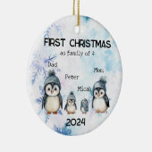 Gepersonaliseerde Eerste Kerstmis als een Familie  Keramisch Ornament (Rechts)