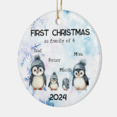 Gepersonaliseerde Eerste Kerstmis als een Familie  Keramisch Ornament (Links)