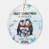 Gepersonaliseerde Eerste Kerstmis als een Familie  Keramisch Ornament (Links)