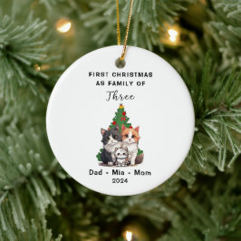 Gepersonaliseerde eerste Kerstmis als familie van Keramisch Ornament