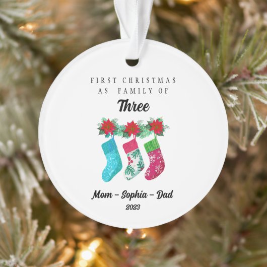 Gepersonaliseerde Eerste Kerstmis als Familie van  Ornament (Boom)