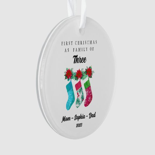 Gepersonaliseerde Eerste Kerstmis als Familie van  Ornament (voorkant)