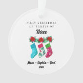 Gepersonaliseerde Eerste Kerstmis als Familie van  Ornament (voorkant)