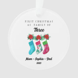 Gepersonaliseerde Eerste Kerstmis als Familie van  Ornament
