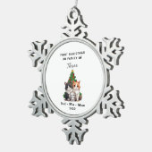 Gepersonaliseerde eerste Kerstmis als familie van  Tin Sneeuwvlok Ornament (Rechts)