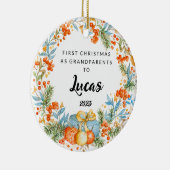 Gepersonaliseerde eerste Kerstmis als grootouders Keramisch Ornament (Rechts)